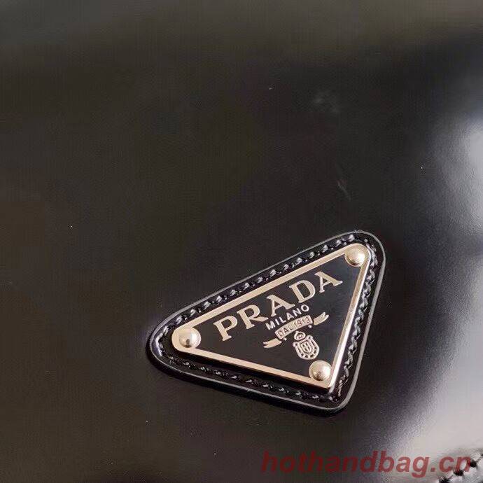 Prada Small brushed leather shoulder bag 1BH308 black Prada Small brushed leather shoulder bag 1BH308 black