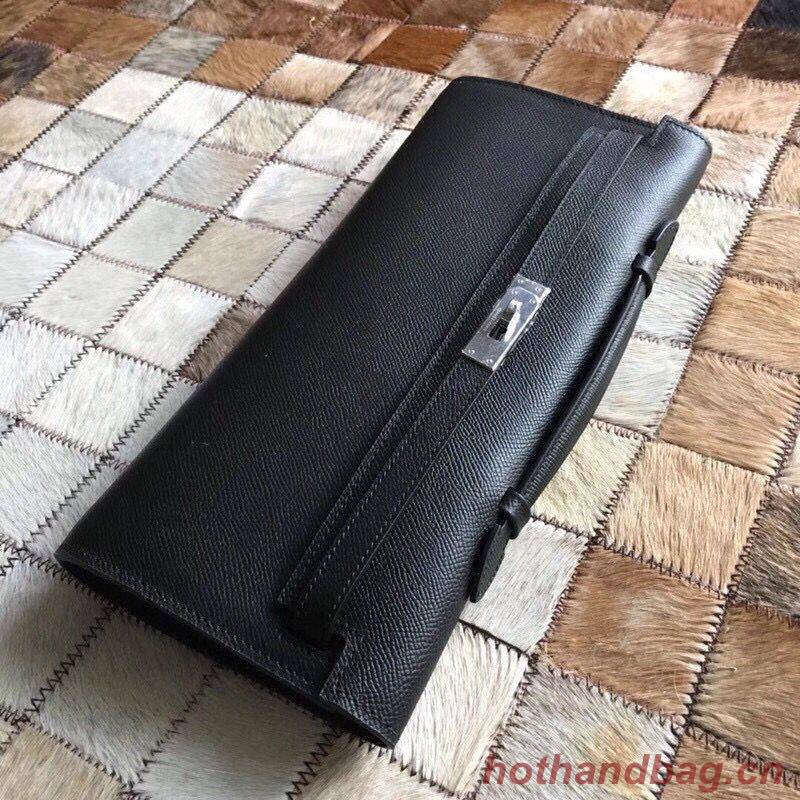 Hermes Kelly 31cm Clutch Original Epsom Leather KL31 Black Hermes Kelly 31cm Clutch Original Epsom Leather KL31 Black