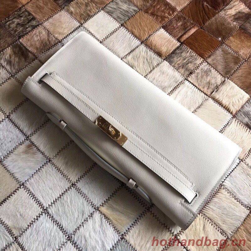 Hermes Kelly 31cm Clutch Original Epsom Leather KL31 White Hermes Kelly 31cm Clutch Original Epsom Leather KL31 White