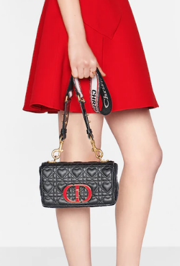 MEDIUM DIORAMOUR DIOR CARO BAG Cannage Calfskin with Heart Motif M9242WNG BLACK MEDIUM DIORAMOUR DIOR CARO BAG Cannage Calfskin with Heart Motif M9242WNG BLACK