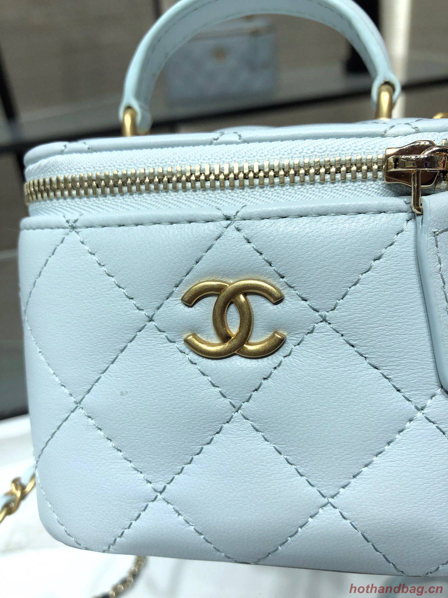 Chanel Original Small classic chain box handbag AP2198 Light Blue Chanel Original Small classic chain box handbag AP2198 Light Blue