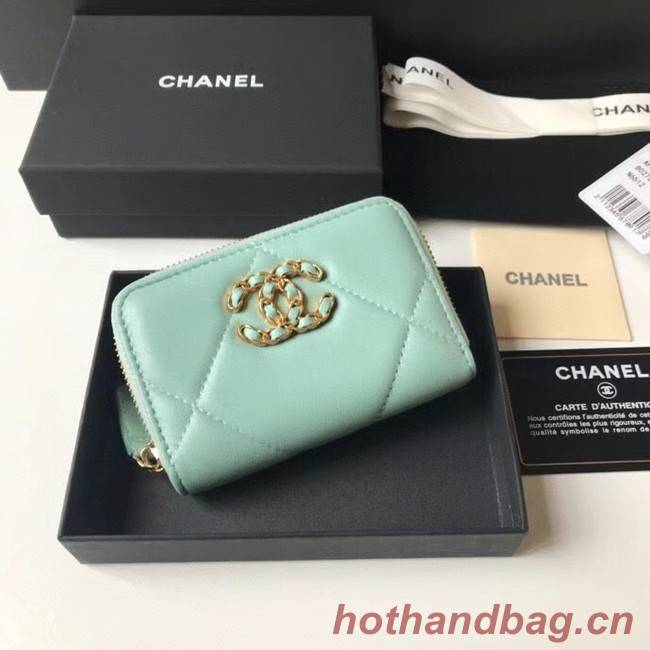 Chanel 19 Zip Card bag AP0949 light blue
