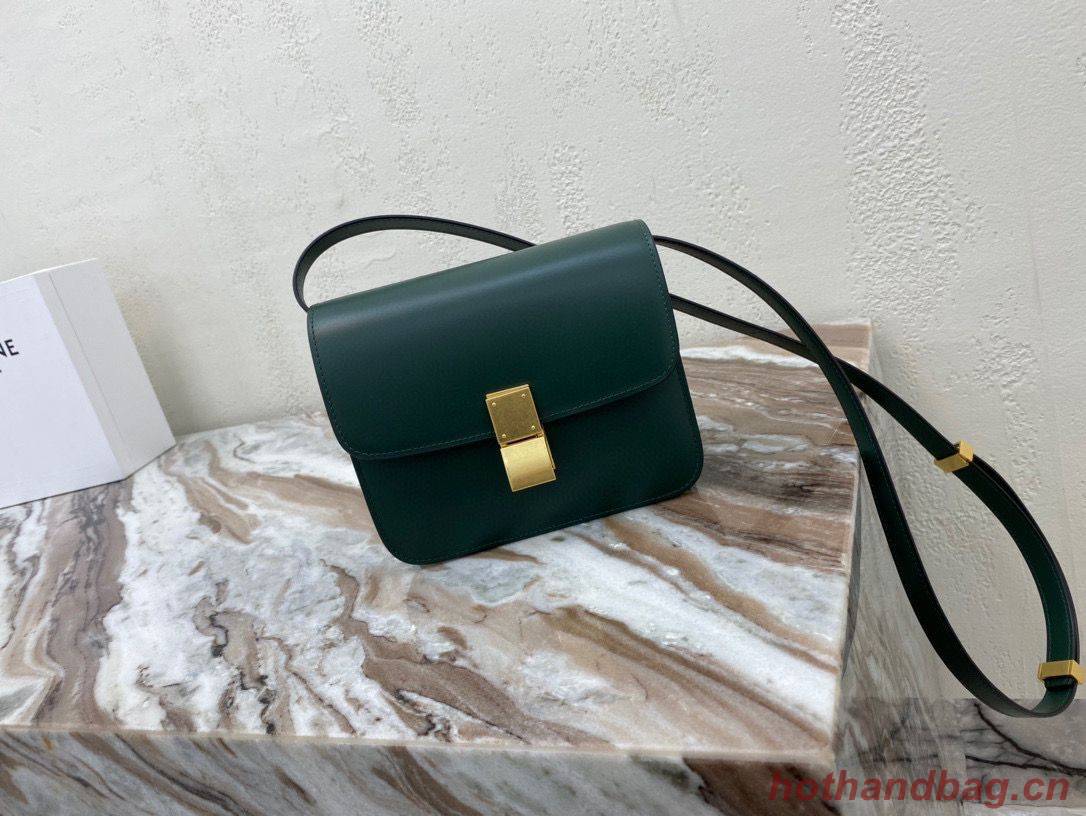 Celine Classic Box Teen Flap Bag Original Calfskin Leather 3379 Dark Green Celine Classic Box Teen Flap Bag Original Calfskin Leather 3379 Dark Green