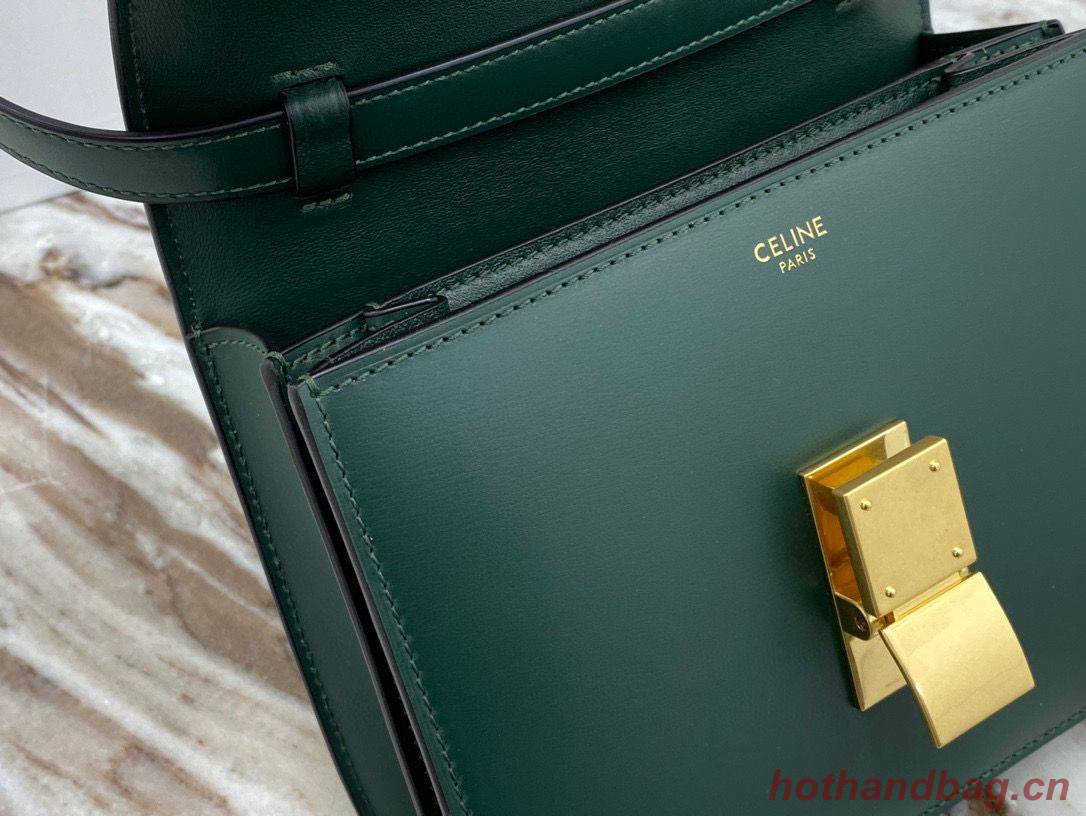 Celine Classic Box Teen Flap Bag Original Calfskin Leather 3379 Dark Green Celine Classic Box Teen Flap Bag Original Calfskin Leather 3379 Dark Green