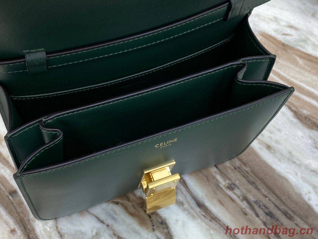 Celine Classic Box Teen Flap Bag Original Calfskin Leather 3379 Dark Green Celine Classic Box Teen Flap Bag Original Calfskin Leather 3379 Dark Green