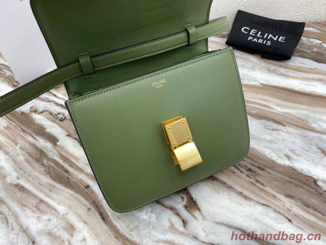 Celine Classic Box Teen Flap Bag Original Calfskin Leather 3379 Green Celine Classic Box Teen Flap Bag Original Calfskin Leather 3379 Green