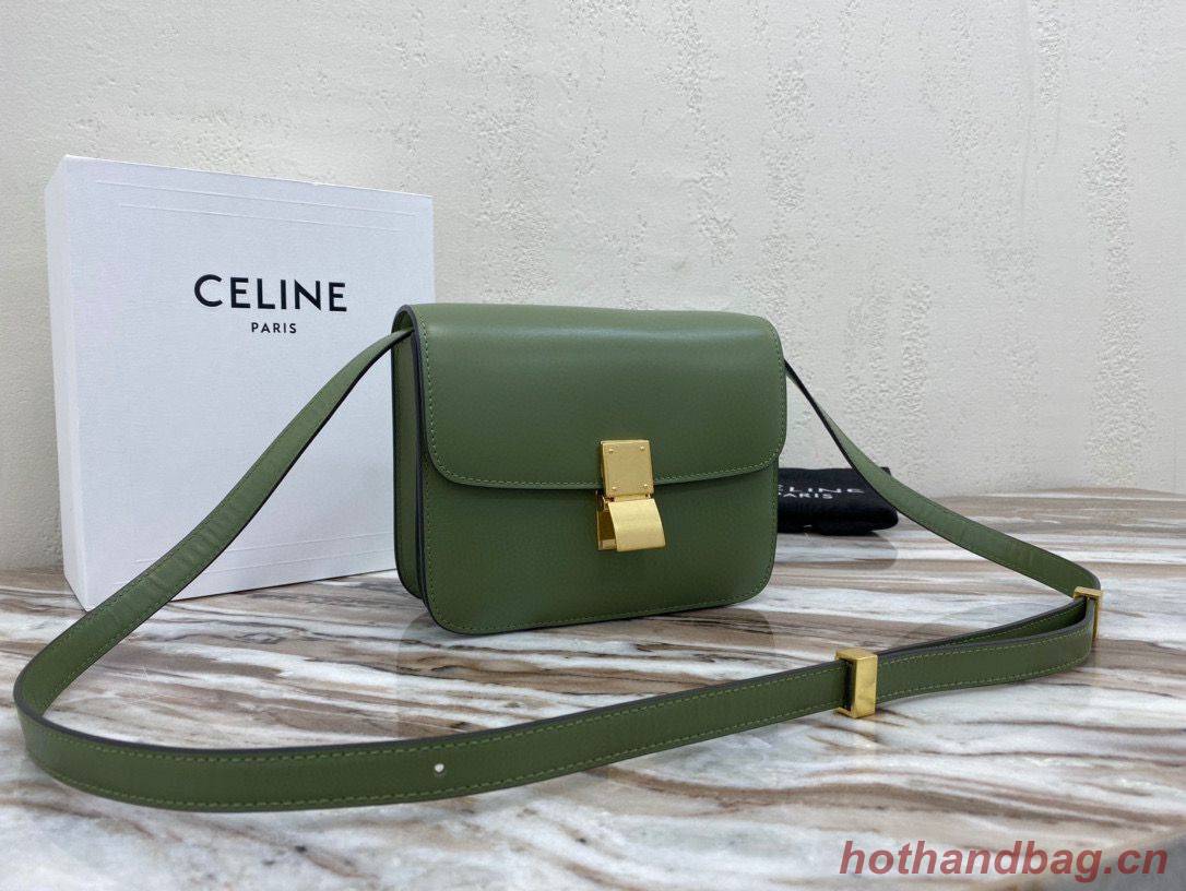 Celine Classic Box Teen Flap Bag Original Calfskin Leather 3379 Green Celine Classic Box Teen Flap Bag Original Calfskin Leather 3379 Green