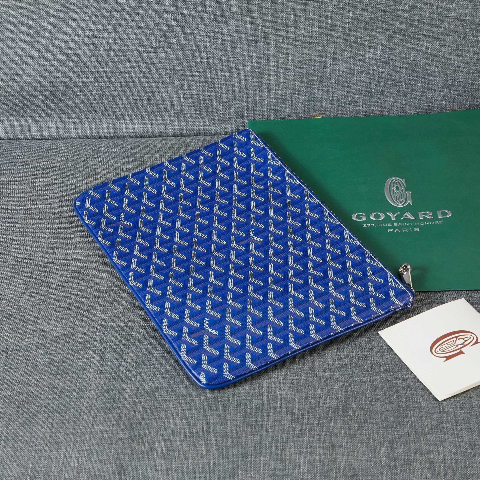 Goyard Y Doodling Calfskin Leather Clutch bag 5987 Blue Goyard Y Doodling Calfskin Leather Clutch bag 5987 Blue