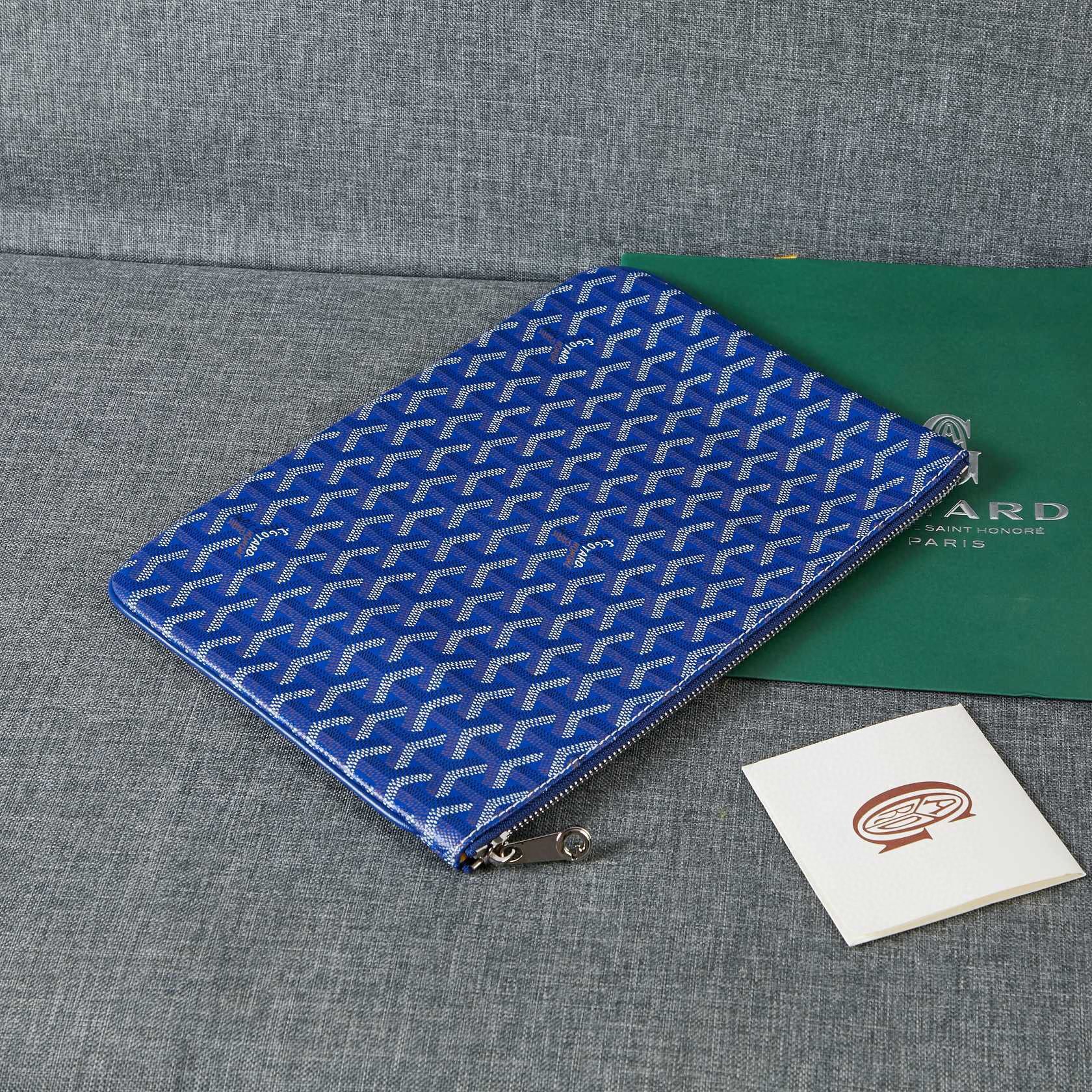 Goyard Y Doodling Calfskin Leather Clutch bag 5987 Blue Goyard Y Doodling Calfskin Leather Clutch bag 5987 Blue