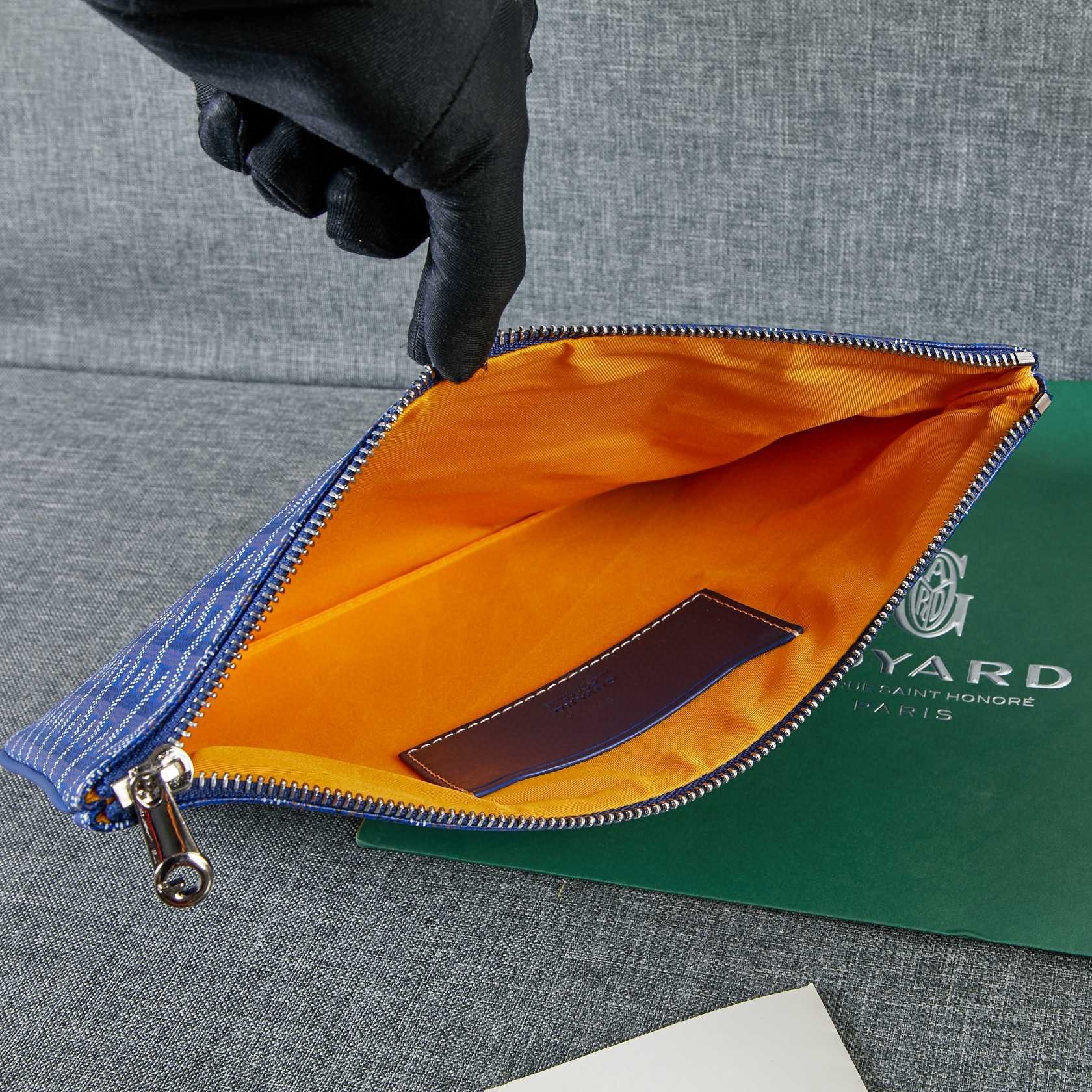 Goyard Y Doodling Calfskin Leather Clutch bag 5987 Blue Goyard Y Doodling Calfskin Leather Clutch bag 5987 Blue