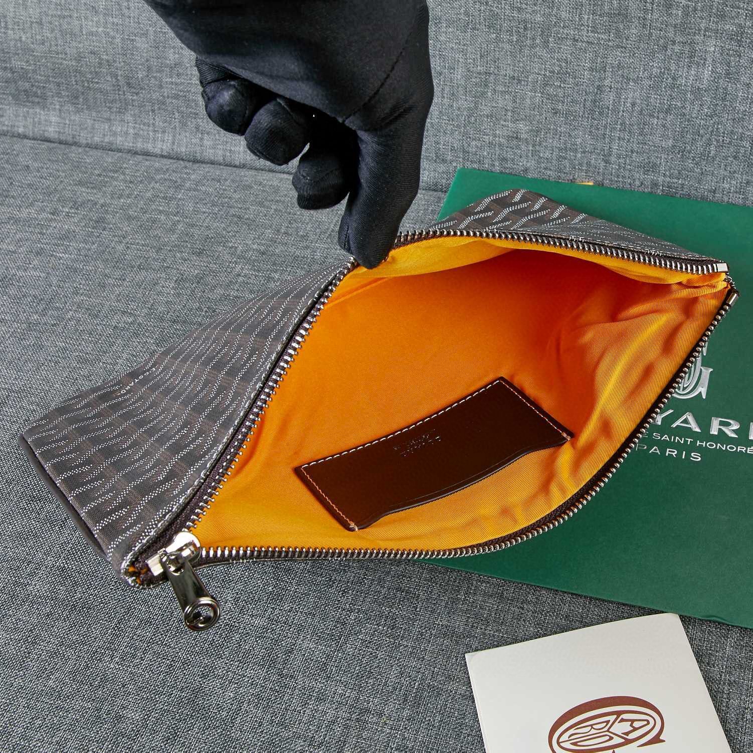 Goyard Y Doodling Calfskin Leather Clutch bag 5987 Gray Goyard Y Doodling Calfskin Leather Clutch bag 5987 Gray