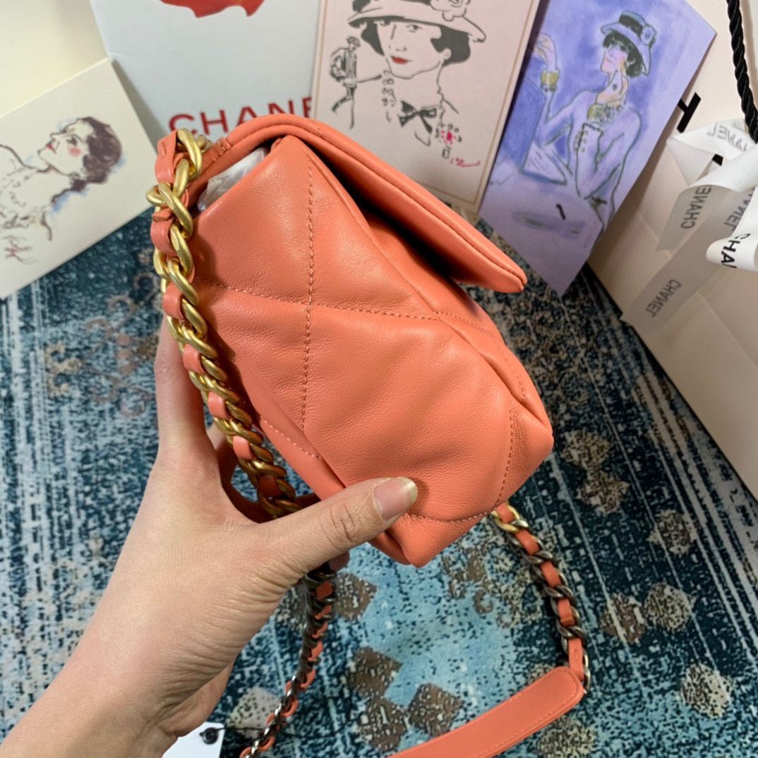 Chanel 19 flap bag Original Leather AS1160 AS1161 AS1162 Coral Chanel 19 flap bag Original Leather AS1160 AS1161 AS1162 Coral