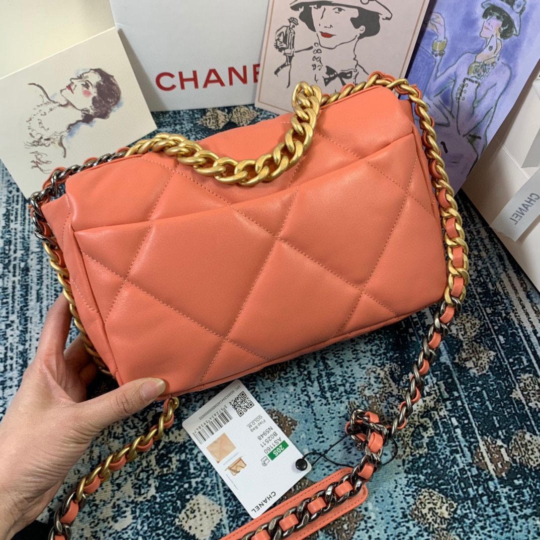 Chanel 19 flap bag Original Leather AS1160 AS1161 AS1162 Coral Chanel 19 flap bag Original Leather AS1160 AS1161 AS1162 Coral