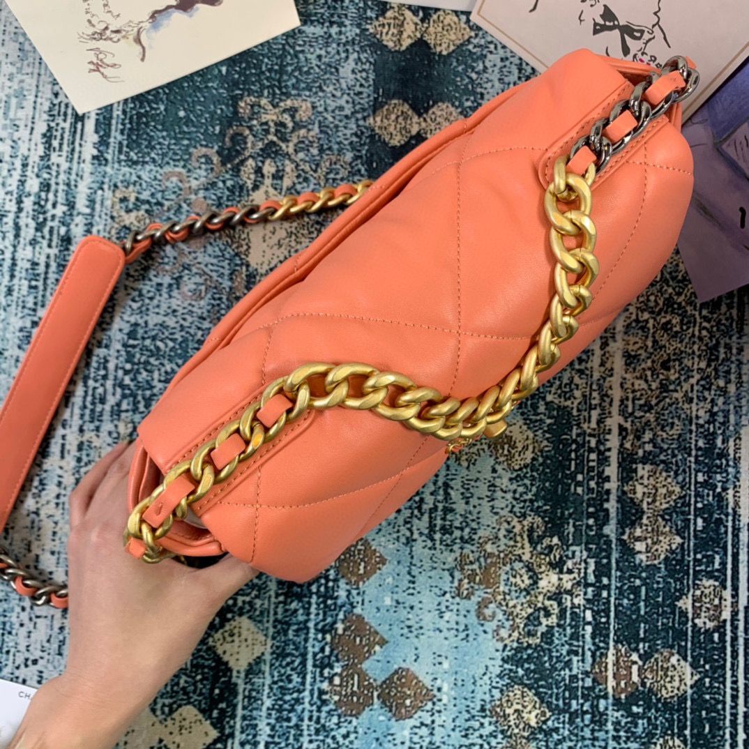 Chanel 19 flap bag Original Leather AS1160 AS1161 AS1162 Coral Chanel 19 flap bag Original Leather AS1160 AS1161 AS1162 Coral