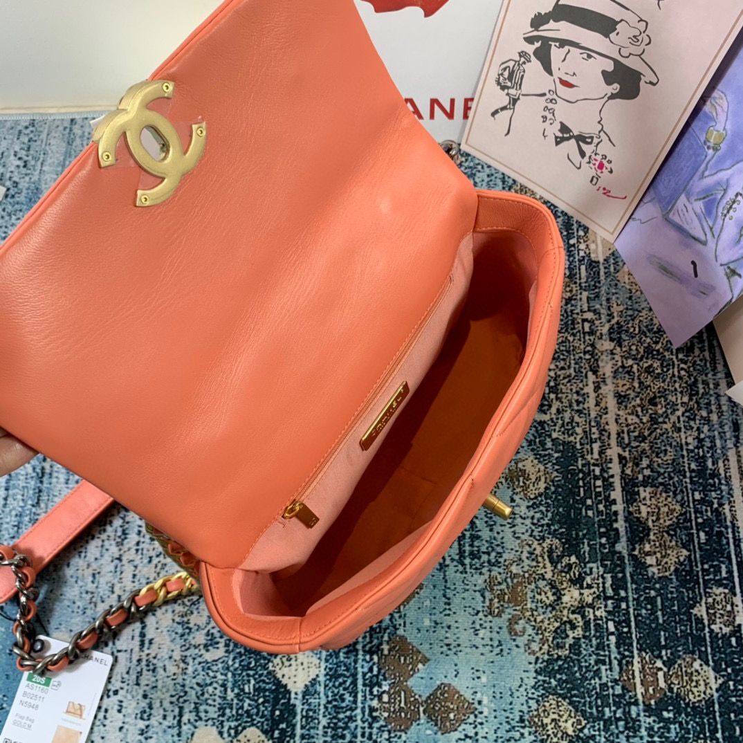 Chanel 19 flap bag Original Leather AS1160 AS1161 AS1162 Coral Chanel 19 flap bag Original Leather AS1160 AS1161 AS1162 Coral
