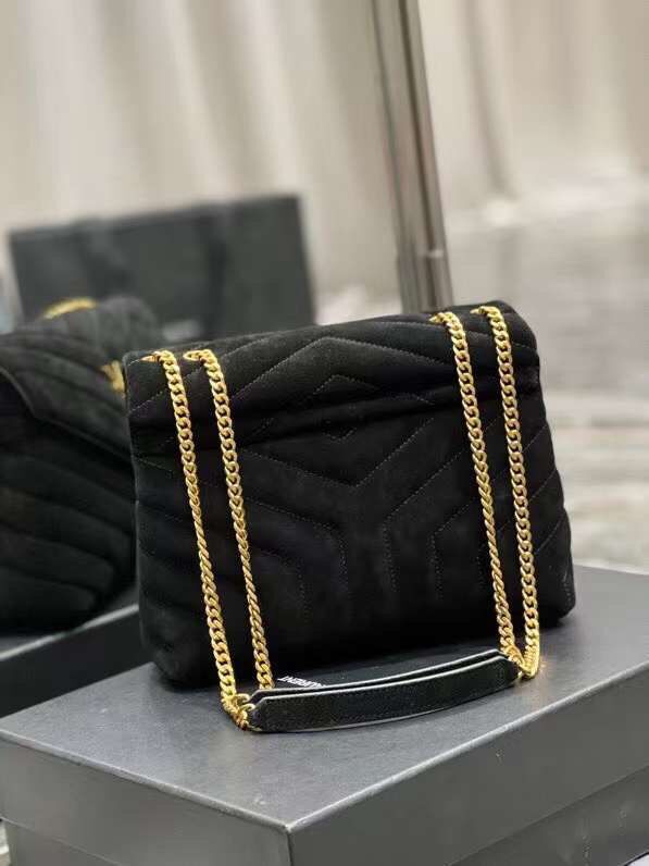 Yves Saint Laurent LOULOU MEDIUM BAG IN Y-QUILTED SUEDE Y94699 black Yves Saint Laurent LOULOU MEDIUM BAG IN Y-QUILTED SUEDE Y94699 black