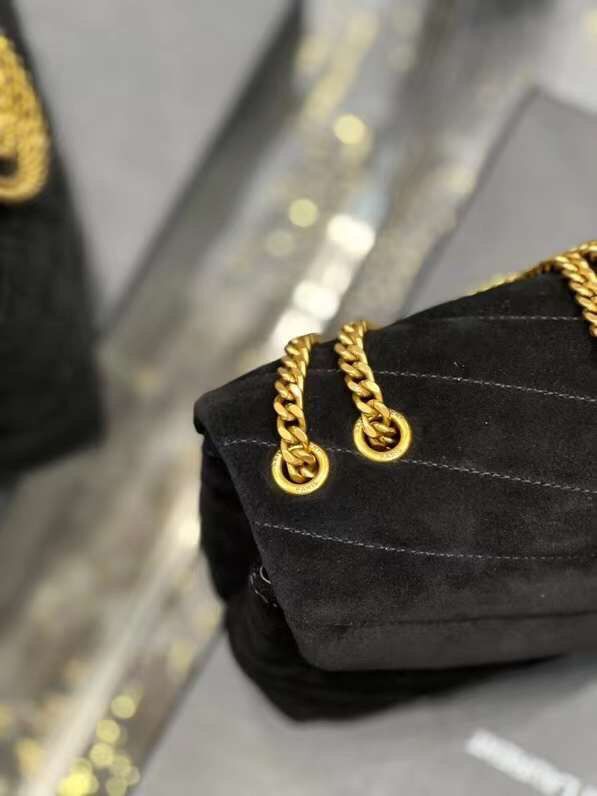 Yves Saint Laurent LOULOU MEDIUM BAG IN Y-QUILTED SUEDE Y94699 black Yves Saint Laurent LOULOU MEDIUM BAG IN Y-QUILTED SUEDE Y94699 black