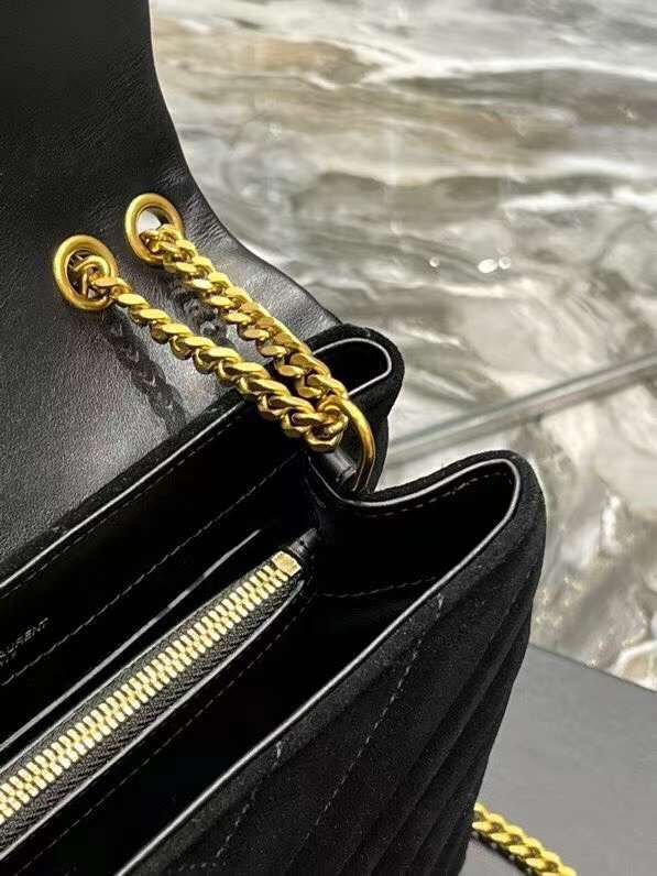 Yves Saint Laurent LOULOU MEDIUM BAG IN Y-QUILTED SUEDE Y94699 black Yves Saint Laurent LOULOU MEDIUM BAG IN Y-QUILTED SUEDE Y94699 black