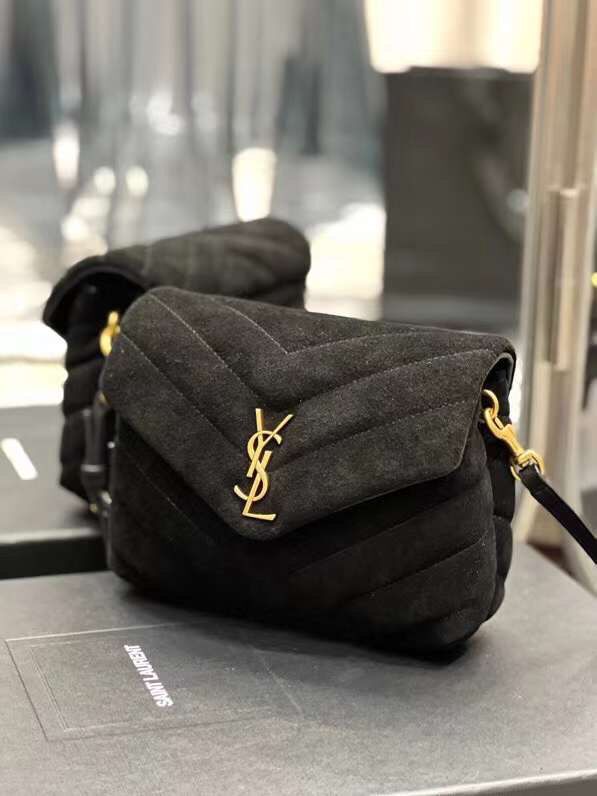 Yves Saint Laurent LOULOU SMALL BAG IN Y-QUILTED SUEDE 77761 black Yves Saint Laurent LOULOU SMALL BAG IN Y-QUILTED SUEDE 77761 black
