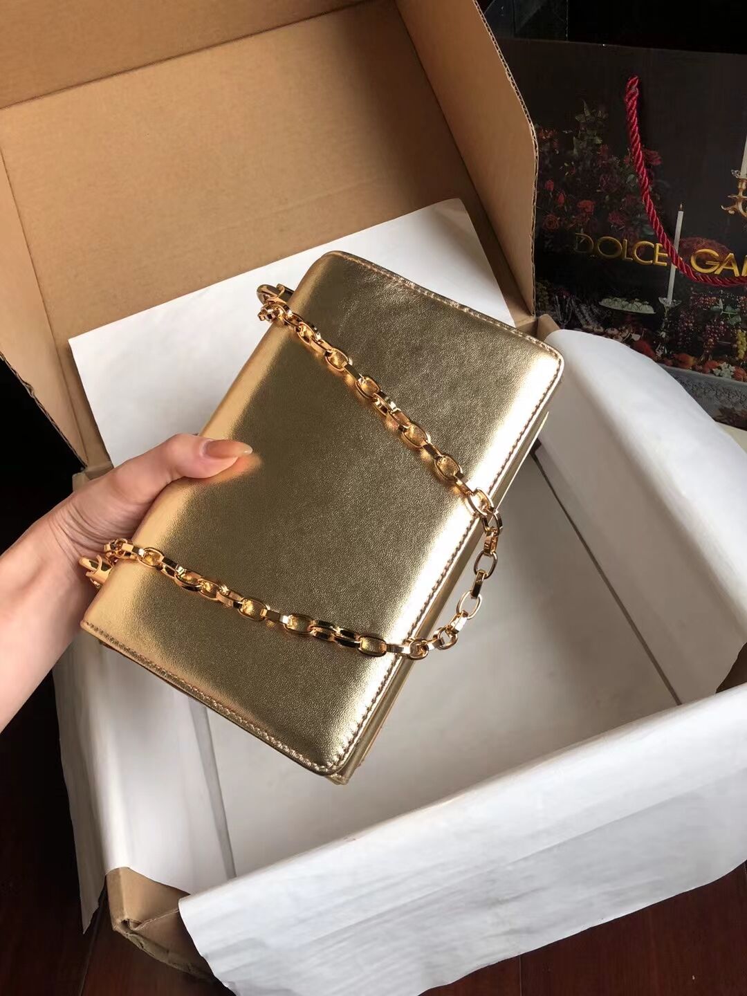 Dolce & Gabbana Origianl Leather Shoulder Bag 4006 gold Dolce & Gabbana Origianl Leather Shoulder Bag 4006 gold