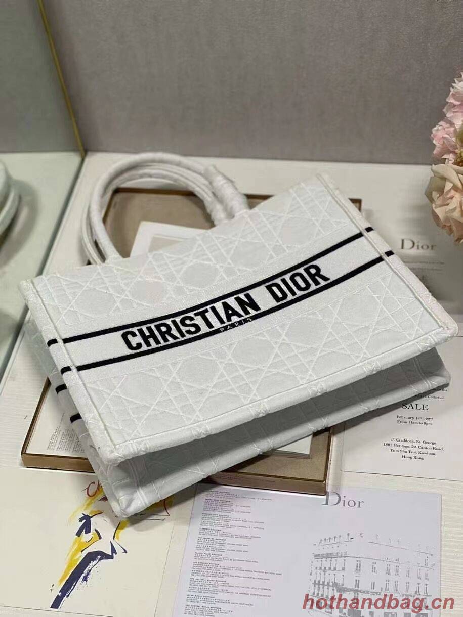 SMALL DIOR BOOK TOTE Velvet C1287-1 white SMALL DIOR BOOK TOTE Velvet C1287-1 white