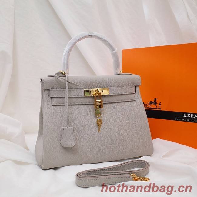 Hermes Kelly Shoulder Bag Original TOGO Leather KY3255 Pearl grey