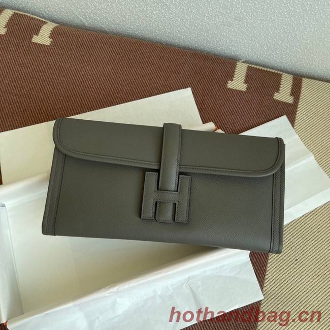 Hermes Original Espom Leather Clutch 37088 dark gray