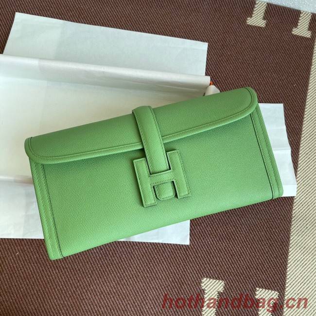 Hermes Original Espom Leather Clutch 37088 light green