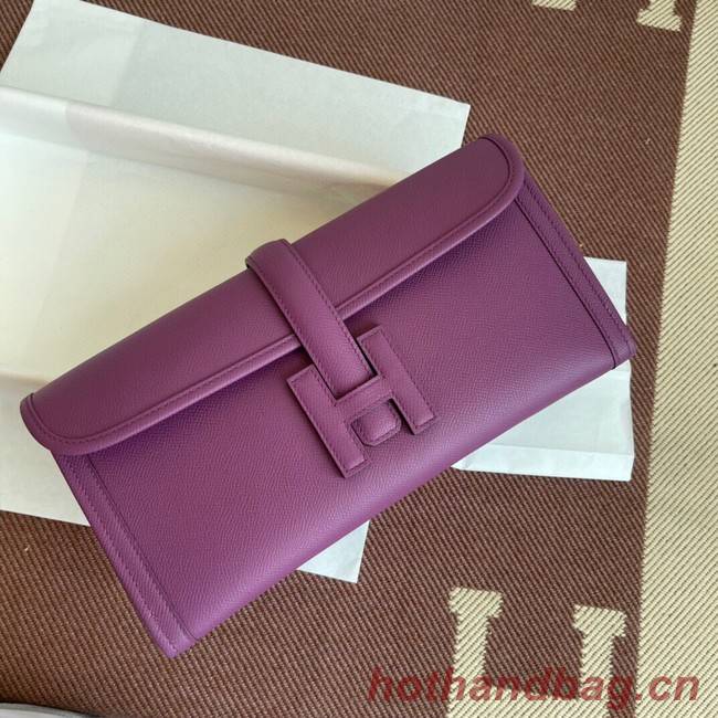 Hermes Original Espom Leather Clutch 37088 purple