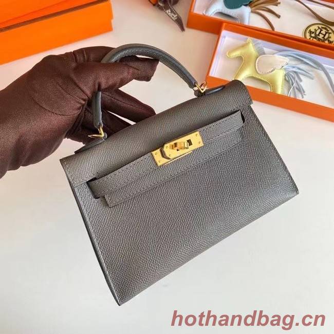 Hermes Kelly 19cm Shoulder Bags Epsom Leather KL19 Gold hardware gray