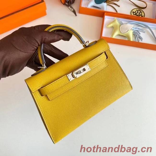 Hermes Kelly 19cm Shoulder Bags Epsom Leather KL19 Silver hardware yellow