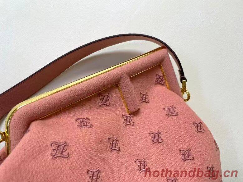 FENDI FIRST MEDIUM flannel bag with embroidery 8BP127A PINK FENDI FIRST MEDIUM flannel bag with embroidery 8BP127A PINK