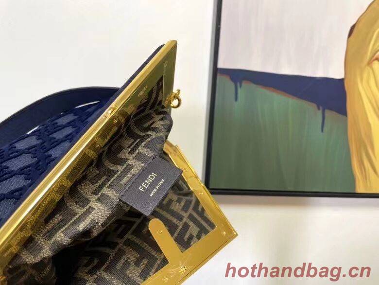 FENDI FIRST MEDIUM suede bag 8BP127A dark blue FENDI FIRST MEDIUM suede bag 8BP127A dark blue