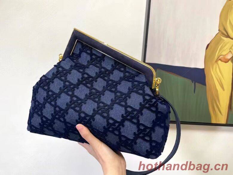 FENDI FIRST MEDIUM suede bag 8BP127A dark blue FENDI FIRST MEDIUM suede bag 8BP127A dark blue