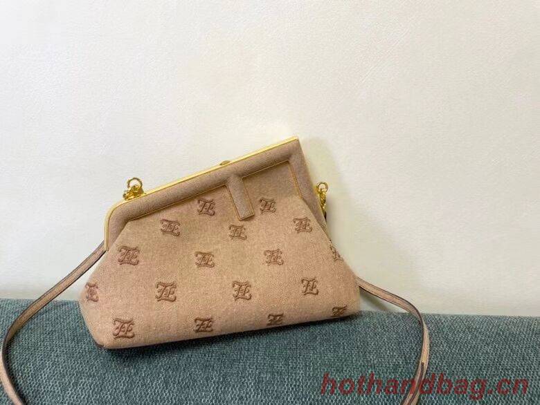 FENDI FIRST SMALL flannel bag with embroidery 8BP129A Beige FENDI FIRST SMALL flannel bag with embroidery 8BP129A Beige