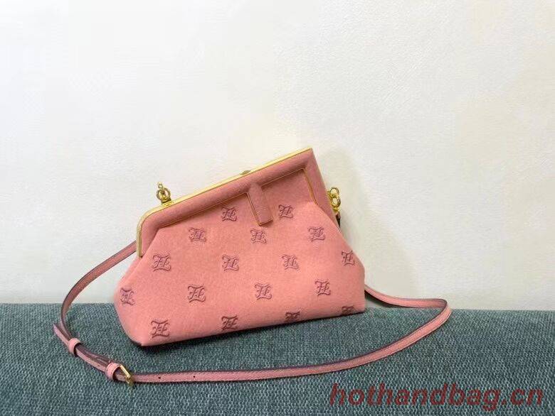 FENDI FIRST SMALL flannel bag with embroidery 8BP129A PINK FENDI FIRST SMALL flannel bag with embroidery 8BP129A PINK