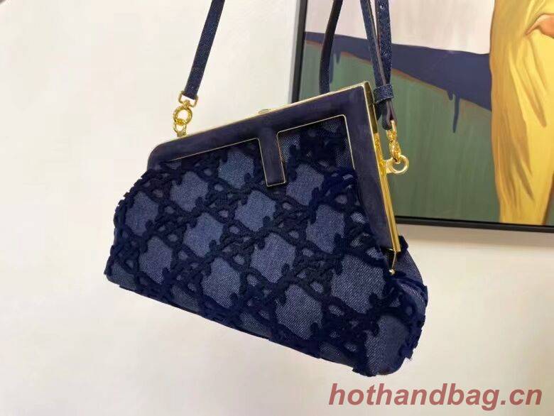 FENDI FIRST small suede bag 8BP129A blue FENDI FIRST small suede bag 8BP129A blue