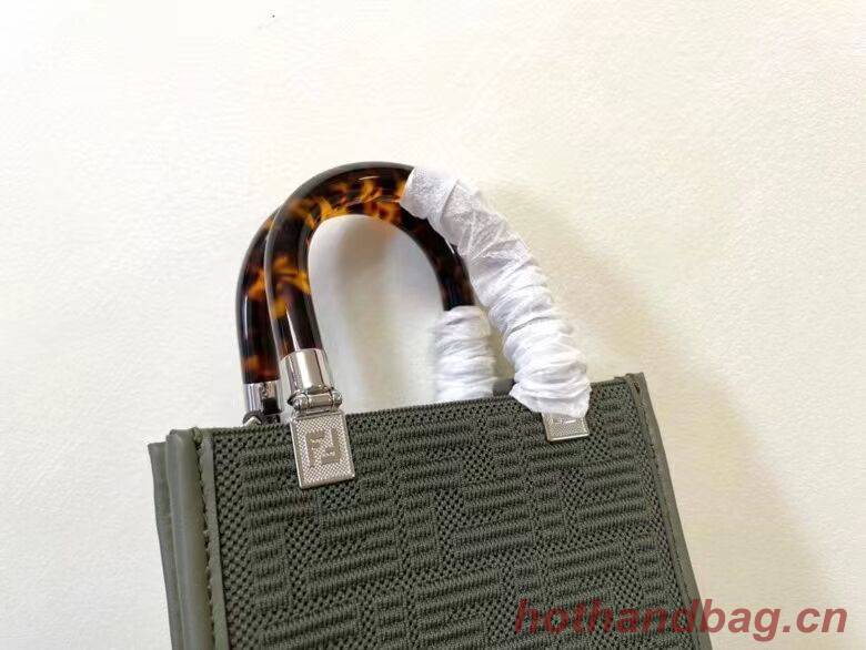 FENDI MINI SUNSHINE SHOPPER FF fabric mini-bag 8BS051AG green FENDI MINI SUNSHINE SHOPPER FF fabric mini-bag 8BS051AG green