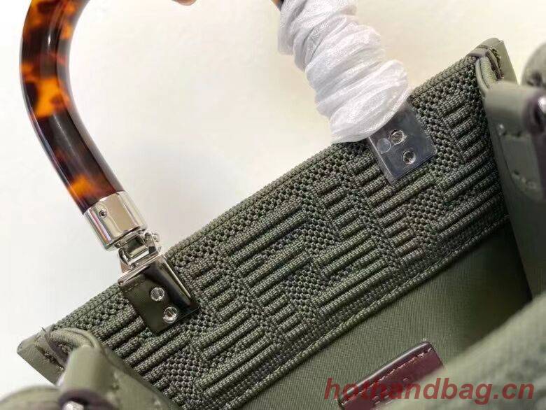 FENDI MINI SUNSHINE SHOPPER FF fabric mini-bag 8BS051AG green FENDI MINI SUNSHINE SHOPPER FF fabric mini-bag 8BS051AG green