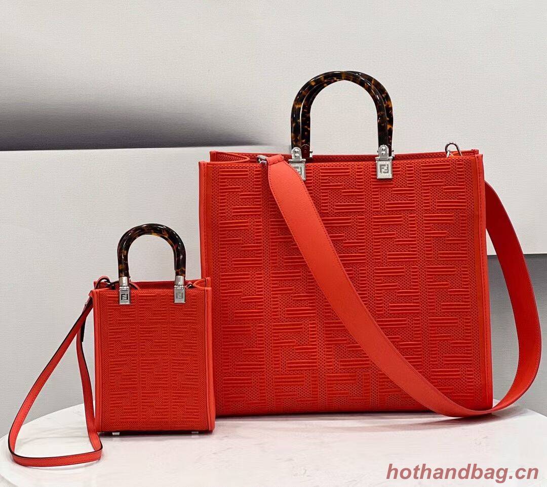 FENDI SUNSHINE MEDIUM FF fabric shopper 8BH386A red FENDI SUNSHINE MEDIUM FF fabric shopper 8BH386A red
