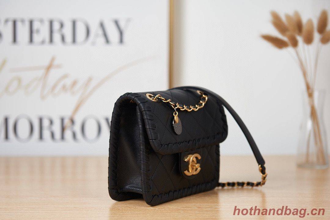 Chanel 22C New Woven Piping Square Original Leather Bag AS2495 Black Chanel 22C New Woven Piping Square Original Leather Bag AS2495 Black