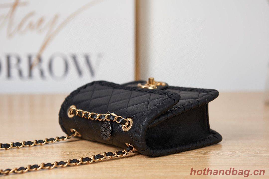 Chanel 22C New Woven Piping Square Original Leather Bag AS2495 Black Chanel 22C New Woven Piping Square Original Leather Bag AS2495 Black