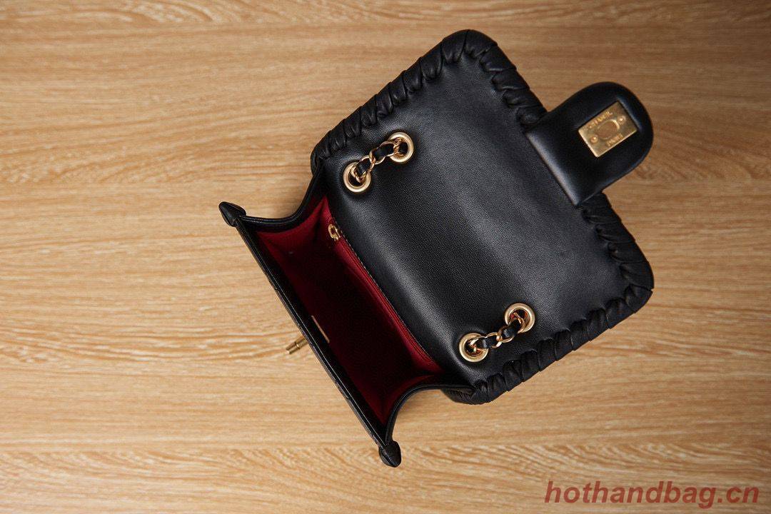 Chanel 22C New Woven Piping Square Original Leather Bag AS2495 Black Chanel 22C New Woven Piping Square Original Leather Bag AS2495 Black