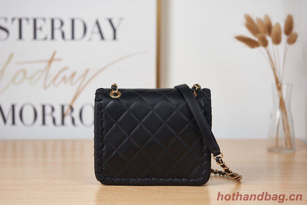 Chanel 22C New Woven Piping Square Original Leather Bag AS2495 Black Chanel 22C New Woven Piping Square Original Leather Bag AS2495 Black