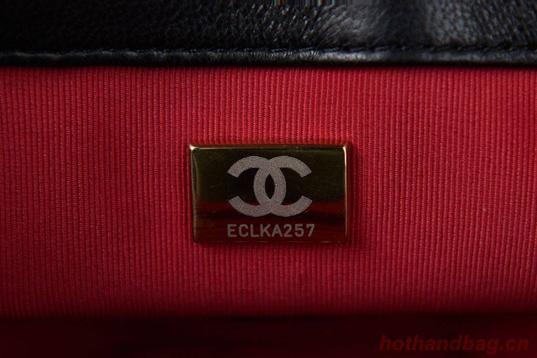 Chanel 22C New Woven Piping Square Original Leather Bag AS2495 Black Chanel 22C New Woven Piping Square Original Leather Bag AS2495 Black