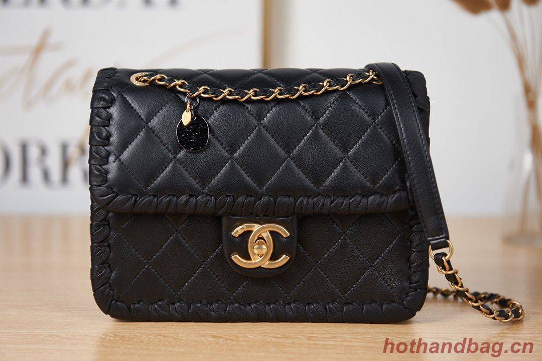 Chanel 22C New Woven Piping Square Original Leather Bag AS2496 Black Chanel 22C New Woven Piping Square Original Leather Bag AS2496 Black