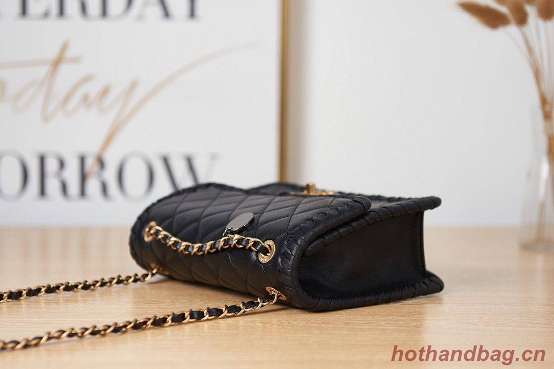 Chanel 22C New Woven Piping Square Original Leather Bag AS2496 Black Chanel 22C New Woven Piping Square Original Leather Bag AS2496 Black