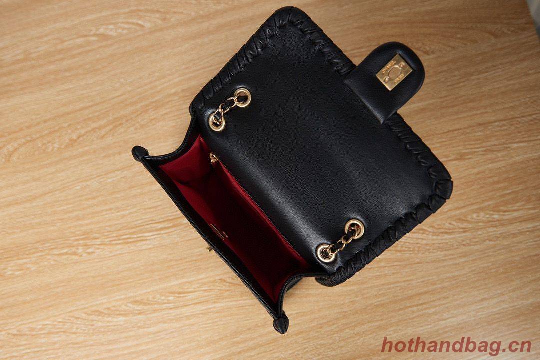 Chanel 22C New Woven Piping Square Original Leather Bag AS2496 Black Chanel 22C New Woven Piping Square Original Leather Bag AS2496 Black