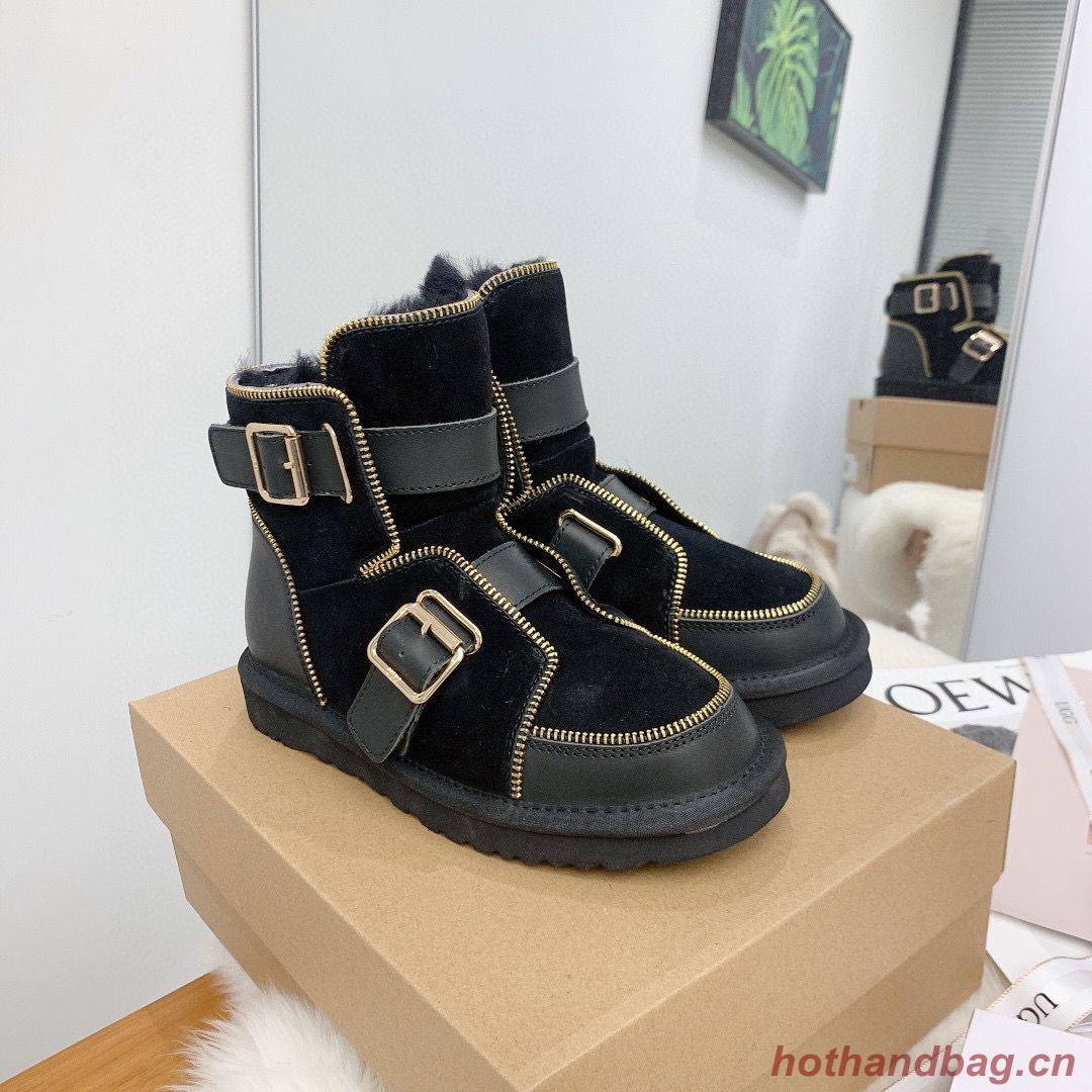 UGG Locomotive Boots Original Leather Full Wool Shoes UGG10360 Black