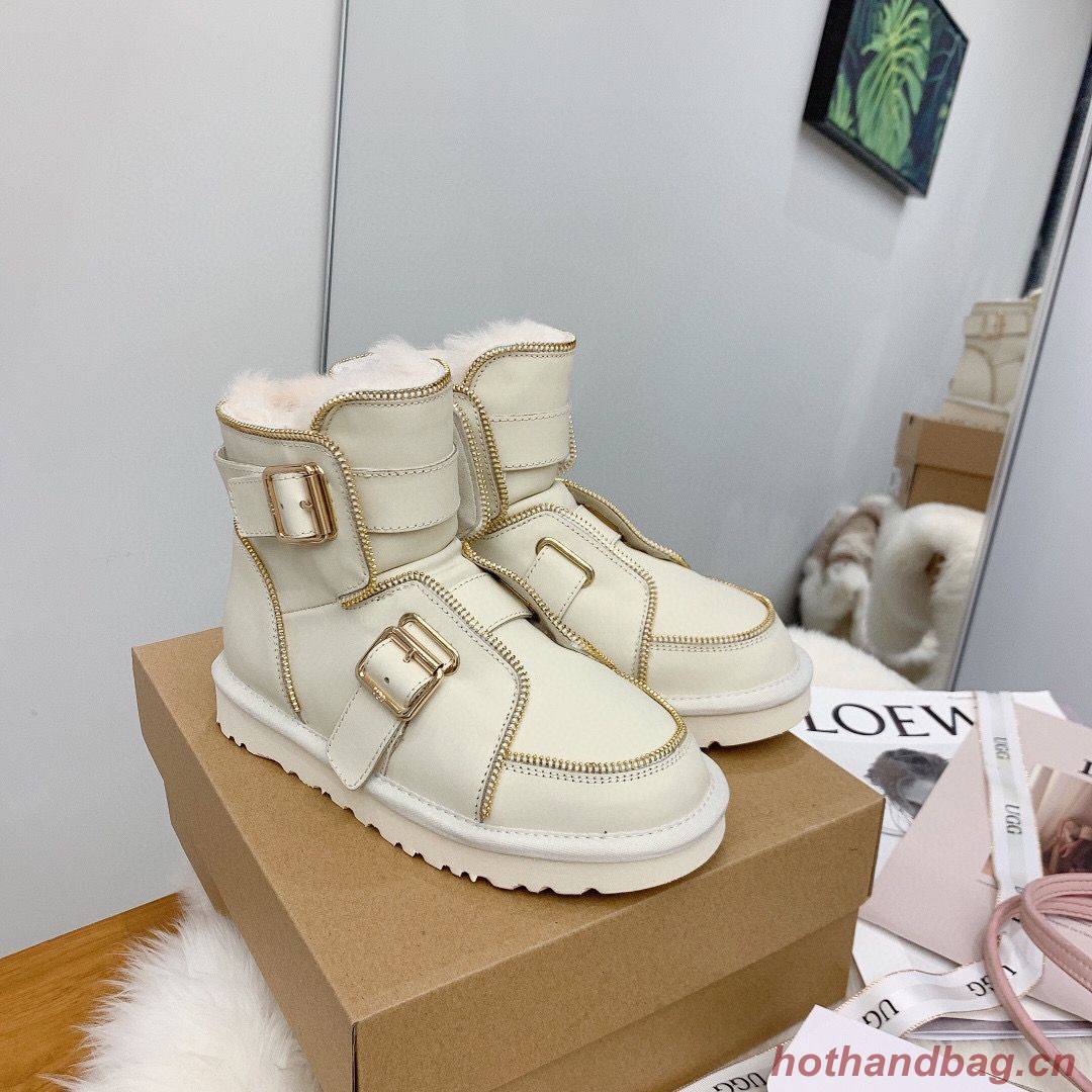 UGG Locomotive Boots Original Leather Full Wool Shoes UGG10360 White